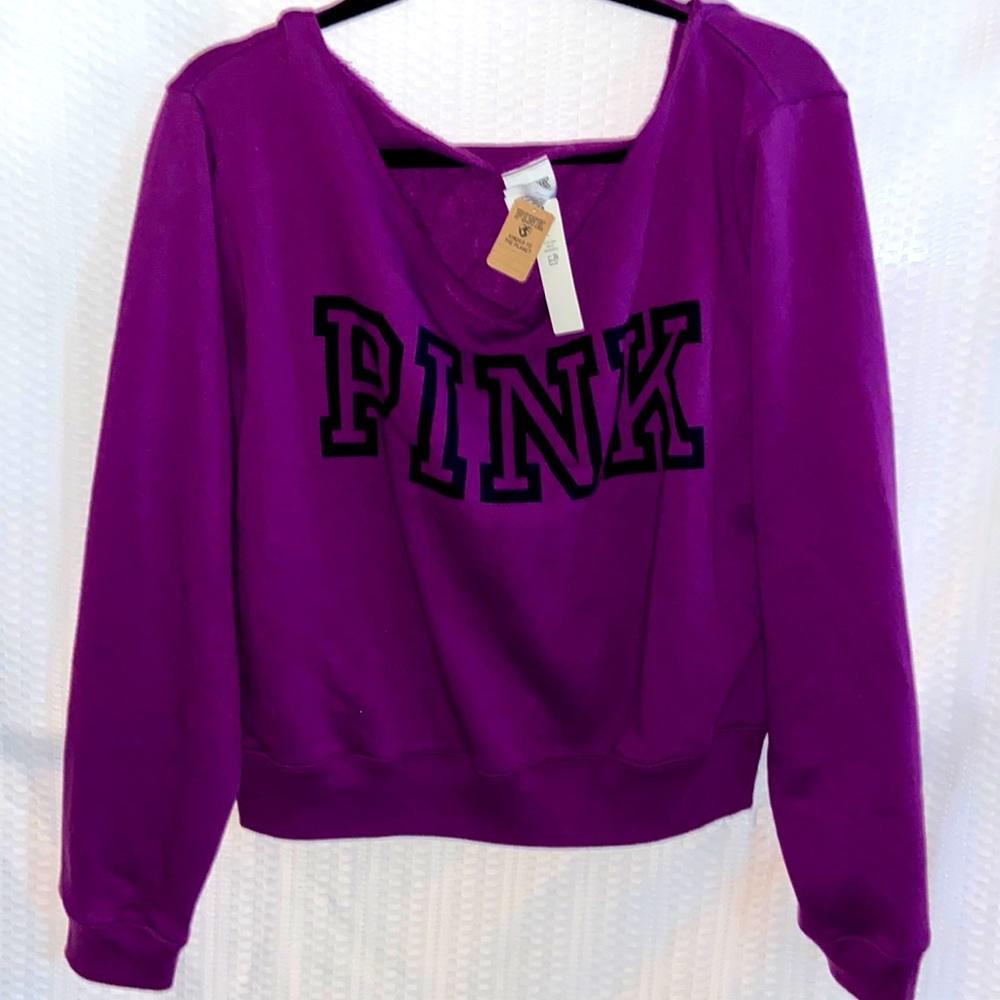 Vibrant brand new purple scoop sweater size large